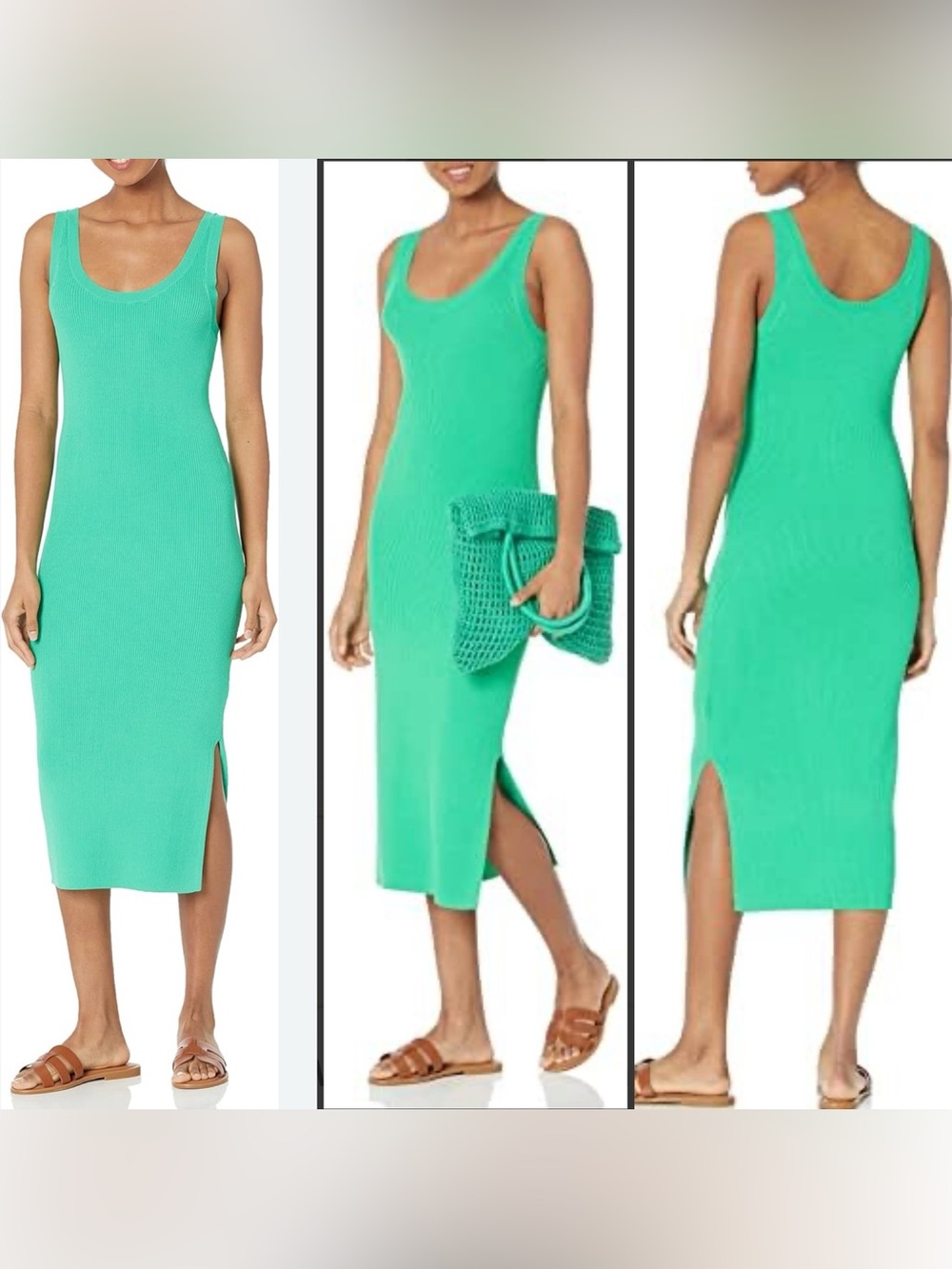 The Drop Women's Yasmin Side Slit Midi Sweater Tank Dress